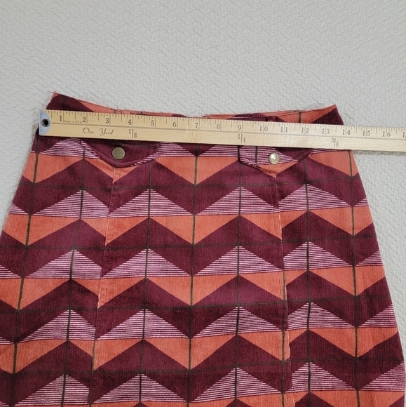 Flying Tomato Burgundy & Orange Fall Colors Geometric Print Skirt Size Medium - Picture 10 of 14
